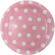 Resim Tabak Karton Puantiyeli Pembe 23 Cm (8 Adet) 