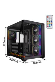 Resim Rampage Ares V2 7 ARGB Fanlı Gaming Kasa Temperli Cam ATX Mid Tower Akvaryum Oyuncu Bilgisayar Kasası 