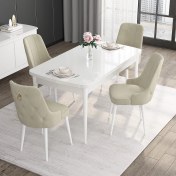 Resim Canisa Concept Noa Serisi, 80X132 Açılabilir Mdf Masa, Beyaz Mutfak Masa Takımı, 4 Sandalye 