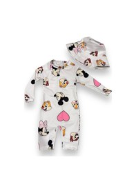 Resim Lolliboomkids Unisex Çocuk Mayo Yarım Vücut Güneş Koruma Hassas Ten Sevimli Mickey Baskı Desen Mayo Şapka Hediyeli Ekru 