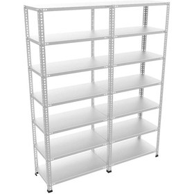 Resim Raf Burada 7 Katlı Duble Galvaniz Çelik Raf - Depo, Arşiv, Kiler, Dosya, Market Rafı-31x93x200 cm- 0.70 mm 
