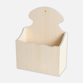 Resim Bauhaus Ahşap Tekli Kapı Önü Posta Kutusu Krem 