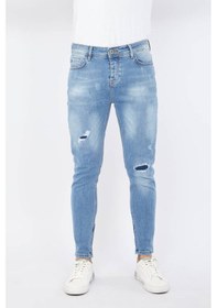 Resim Erkek Skinny Fermuarlı Paça Detaylı Jean Açık Mavi 001 