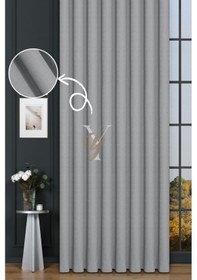 Resim Keten Fon Perde V-4015 Gümüş Gri Gümüş Gri 
