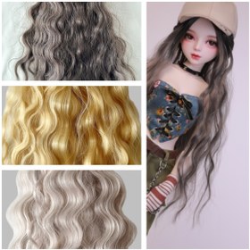 Resim Uygun bjd/sd/bebek peruk saç sırası için, düz renkli 25 cm yumuşak ipek küçük dalgalı kıvırcık saçlar, su dalgası saç sırası, 6 nokta / 4 nokta / 3 nokta BJD bebek peruk BIY için uygun 