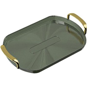 Resim Suntek Altın Kulplu Servis Tepsisi Koyu-yeşil-38cmx24cm 