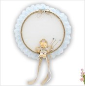 Resim Süslebabypartystore Güpürlü Ve Ayıcıklı 37Cm Kasnak Kapı Süsü - Mavi 