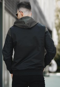 Resim Believe Baskılı Suya Dayanaklı Slim Fit Erkek Mevsimlik Mont Yağmurluk - SIYAH / S 