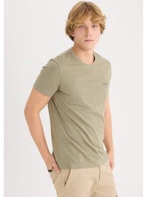 Resim DeFacto %100 Pamuk Slim Fit Dar Kesim Bisiklet Yaka Baskılı Kısa Kollu Tişört D5567AX25SPKH465 