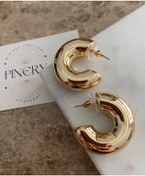 Resim Pinery Jewels Yarım Halka Tombul Model Gold Renk Küpe 