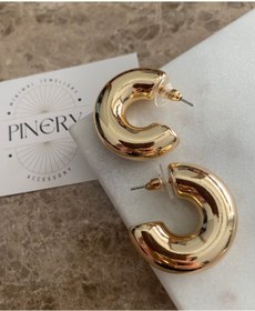 Resim Pinery Jewels Yarım Halka Tombul Model Gold Renk Küpe 