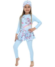 Resim My Kids Wear Etek Detaylı Boneli Kız Çocuk Mayo Mavi - Sarı 