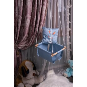 Resim Ahşap Bebek Çocuk Salıncak 