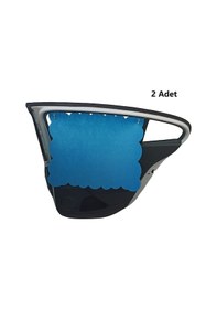 Resim Oto Güneşlik Perdesi Yan Cam Araç Arka Koltuk Emzirme Örtüsü Mavi Keçe Vantuzlu Tutucaklı 2 Adet 