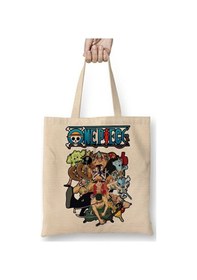 Resim Toyaso One Piece Karakterler Bez Çanta Uzun Saplı Alışveriş Çantası Plaj Çantası Beyaz 