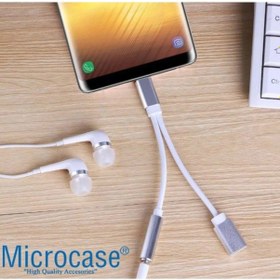 Resim Microcase Huawei P20 Type-C Usb C 2In1 Şarj + Kulaklık Dönüştürüc 