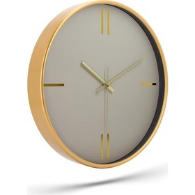 Resim Dekoratif Krem Kadran Çizgili Rakam Gold Duvar Saati 29.5 Cm Altın 
