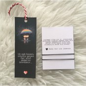 Resim Merve ÖZTÜRK Sevgiliye Hediye Sevgililer Günü Hediyesi Siyah Ip Bileklik& Kart Kitap Ayraç 
