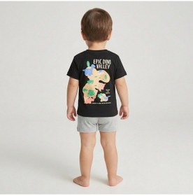 Resim Mackays Erkek Bebek Dinazorlu Tshirt Siyah Siyah 