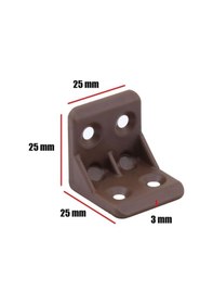 Resim Mobilya Eşya Dolap Köşebent Bağlantı Sabitleme Sabitleyici L Gönye 25x25x25 Mm Kahverengi 10 Adet Kahverengi 