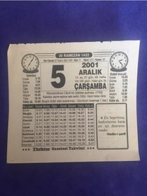 Resim 5 Aralık 2001 Takvim Yaprağı - Nostalji Koleksiyonluk Takvim Yaprağı B 