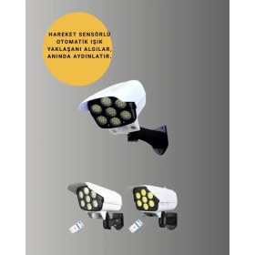 Resim Techora Sale 3 Modlu Güneş Paneli Aydınlatmalı Dış Mekan Güvenlik Işığı - IP65 Su Geçirmez, Pır Sen 