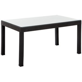Resim Rattan 90x150 Camlı Antrasit Masa - Bahçe&balkon&teras Antrasit 