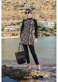 Resim Ruko Maio 23126-1 Leopar Reglan Kol Tam Tesettür Mayo 001 