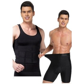 Resim 2'li Set Erkek Korse Atlet Ve Boxer Korse Inceltici Erkek Korse Seti Siyah 