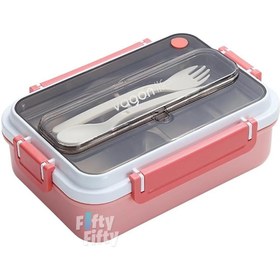 Resim Vagonlife Bento Lunch Box Ofis-Okul İçin Yeni Nesil Sefer Tası Tek Kat 3 Bölme Çatal Ve Kaşıklı -Pas 
