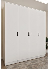Resim Ases Mobilya Ases Ela863 Geniş Derin Gardırop 4 Kapaklı Bol Raflı 2 Askılıklı Kullanışlı Giysi Dolabı Beyaz 