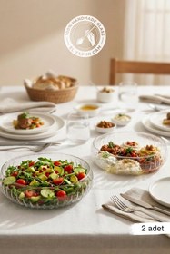 Resim Selen Concept El Yapımı Orta Boy Cam Salata Kasesi 2'li 