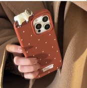 Resim Chenkestoreone Sevimli 3d Yatan Kedi Kılıfı Koyu Kırmızı Iphone 16 Yumuşak El Yapımı Desenli 