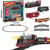 Resim Çocuklar için Retro Elektrikli Tren Ray Seti - Işık ve Sesli Buharlı Tren Oyuncak, Dayanıklı ABS Reçine Malzeme, Hayal Oyunları İçin İdeal, Doğum Günü ve Bayram Hediyeleri Pilsiz 
