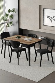 Resim Mutfak Masası Takımı Elma Serisi 4 Sandalyeli Siyah Ceviz 