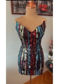 Resim Chica Rosa Fashion Midnight Pullu Parti Elbisesi Çok Renkli 