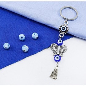 Resim Çerçeveli Nazar Püsküllü Kelebek Anahtarlık, Hediyelik Nazar Bonc 