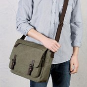 Resim Erkekler için Retro Tuval Messenger Çantası, Büyük Omuz Çantası, Dışarıda Asılıp Günlük Seyahat İçin Rahat Crossbody Çanta, Okul Çantası Kolej Çantası 