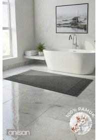 Resim Fesun Antrasit Ayak Havlusu - 70x130cm, 790gr, %100 Pamuk, Spa Ve Otel Banyo Paspası, Günlük Kullanıma Uygun Antrasit 