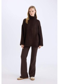 Resim DeFacto Wide Leg Geniş Paça Esnek Belli Uzun Boy Pantolon E4387AX24WNBN505 Kahve 