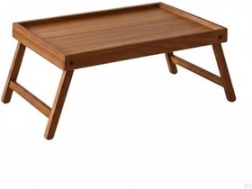 Resim Ahşap Katlanabilir Yatak Tepsisi – Çok Amaçlı Servis ve Laptop Sehpası, Doğal Ahşap, 40x30 cm, Yükseltilmiş Kenarlı 