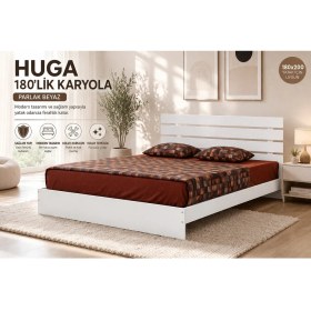 Resim Pasific Home Huga Çift Kişilik Ahşap Karyola, Beyaz, 180X200 