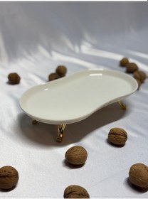 Resim Aless Altın Ayaklı Seramik Sunumluk Çerezlik Meyvelik 