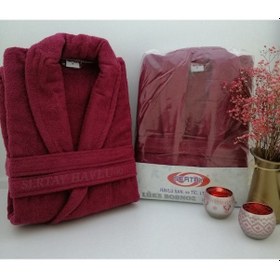 Resim Sertay Havlu %100 Pamuk Bukle Lüks Tek Bornoz S0060 Bordo 