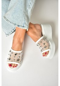 Resim Fox Shoes U973622009 Beyaz Kalın Tabanlı Kadın Terlik Beyaz-suni Deri Beyaz 