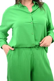 Resim Kadın Büyük Beden Uzun Kollu Şortlu İkili Takım 8127-25 - 4XL / Turuncu 