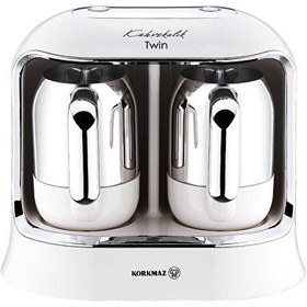 Resim Korkmaz Kahvekolik A861-08 Twin Vanilya-Krom Türk Kahve Makinesi 