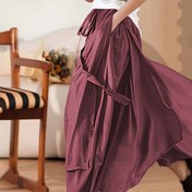 Resim Kadınlar için Şık Düz Renk Geniş Kemerli Bol Kesim Pantolon - Tüm Mevsimler İçin Rahat, Makinede Yıkanabilir Esnek Olmayan Pantolon, Günlük ve Resmi Giyime Uygun, Konforlu Moda, Akıcı Kumaşlı Pantolon, Şık Bel Bandı 