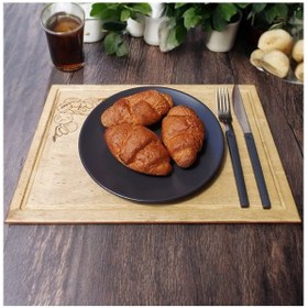 Resim Ahşap Servis Sunum Tepsisi Dekoratif Ekmek Desenli 35x25x0.80 
