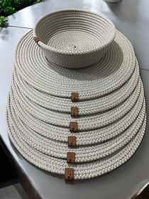 Resim 7 Parça Gri Yuvarlak Supla Sepet Seti,Dekoratif Lüx Amerikan Servis 